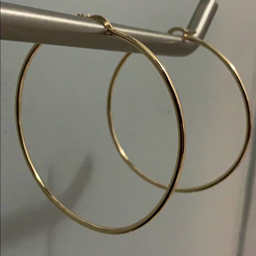 70mm 14k Gold Hoop Earrings